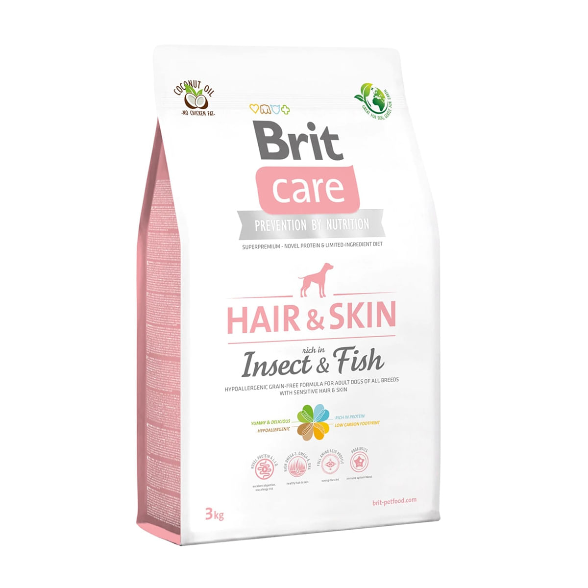 BRIT Care Hair&Skin Adult S-XL, Insecte și Pește, hrană uscată fără cereale câini, piele și blană, 3kg - poza 2