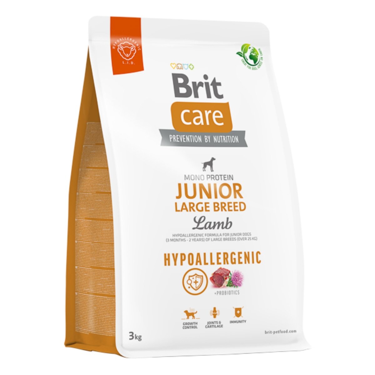 BRIT Care Hypoallergenic, L-XL, Miel, hrană uscată monoproteică câini junior, sistem imunitar & alergii BRIT Care Hypoallergenic Junior Large Breed, L-XL, Miel, hrană uscată monoproteică câini junior, sistem imunitar & alergii, 3kg - poza 1
