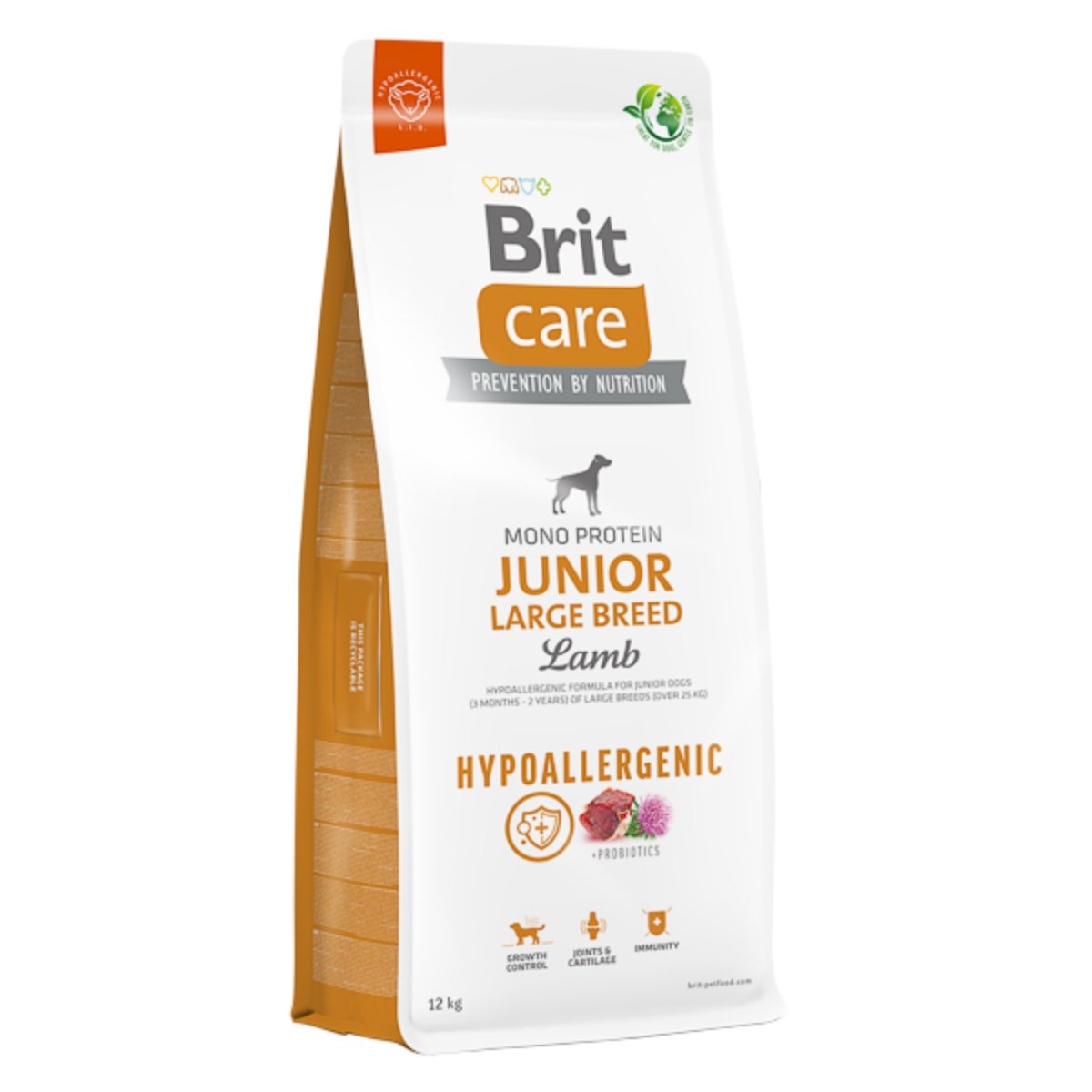 BRIT Care Hypoallergenic, L-XL, Miel, hrană uscată monoproteică câini junior, sistem imunitar & alergii BRIT Care Hypoallergenic Junior Large Breed, L-XL, Miel, hrană uscată monoproteică câini junior, sistem imunitar & alergii, 12kg - poza 1