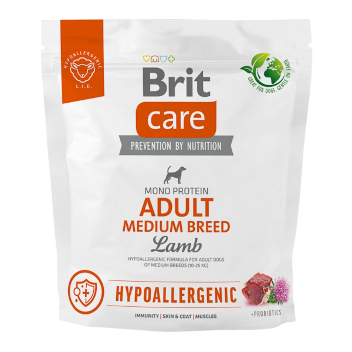 BRIT Care Hypoallergenic, M, Miel, hrană uscată monoproteică câini, sistem imunitar & alergii BRIT Care Hypoallergenic Adult Medium Breed, M, Miel, hrană uscată monoproteică câini, sistem imunitar & alergii, 1kg - poza 1