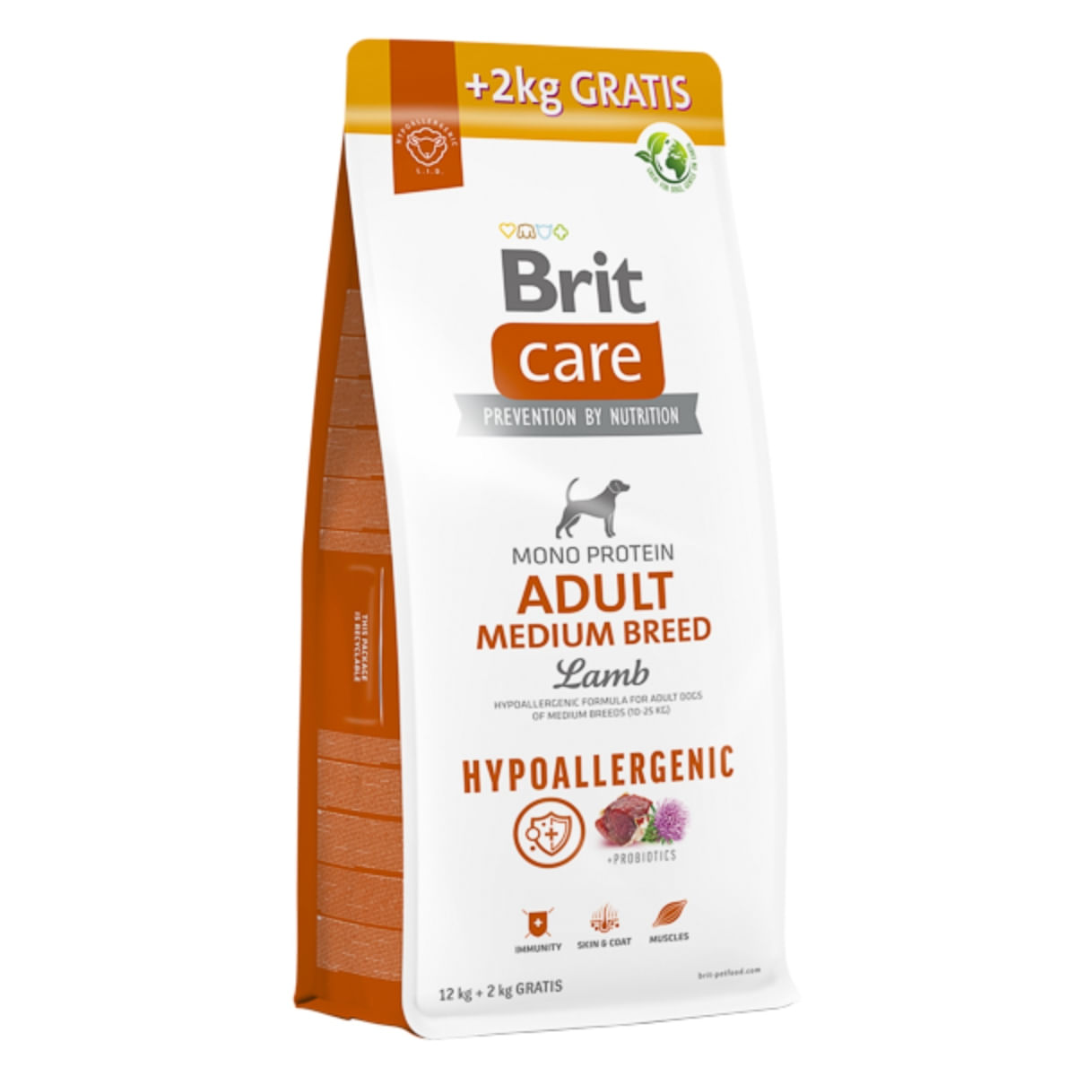 BRIT Care Hypoallergenic, M, Miel, hrană uscată monoproteică câini, sistem imunitar & alergii BRIT Care Hypoallergenic Adult Medium Breed, M, Miel, hrană uscată monoproteică câini, sistem imunitar & alergii, 12kg + 2kg GRATUIT - poza 2