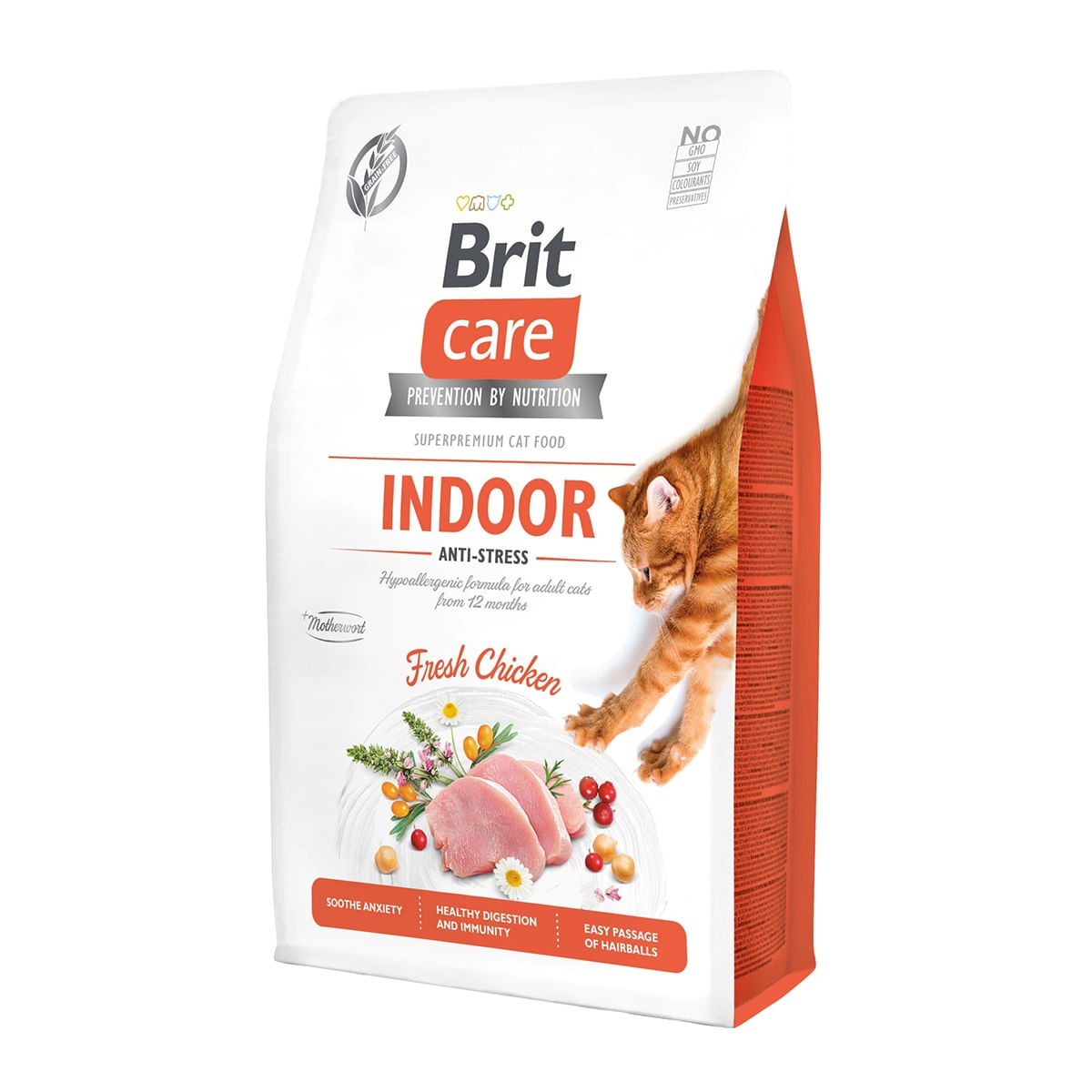 BRIT Care Indoor Anti-Stress, Pui, hrană uscată fără cereale pisici, antistres, 400g - poza 2