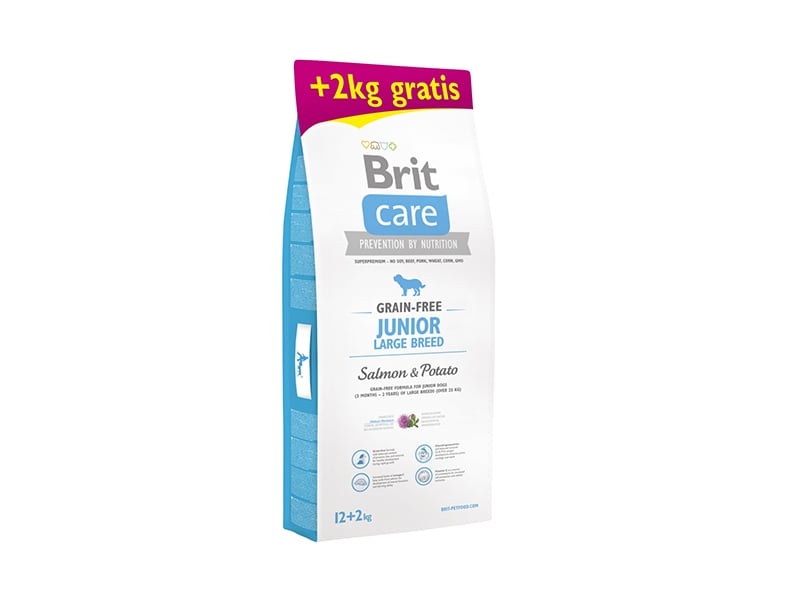 BRIT Care Junior Large Breed, L-XL, Somon cu Cartofi, hrană uscată fără cereale câini junior, 12kg+2kg GRATUIT - poza 2