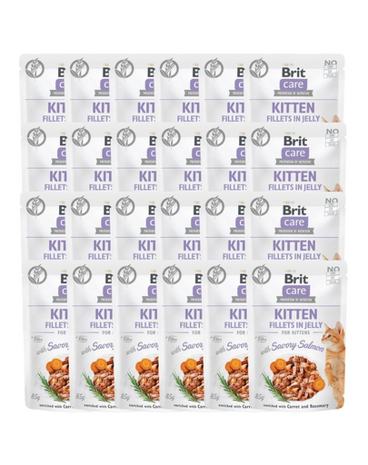 BRIT Care Kitten Fillets in Jelly Set hrana umeda pentru pisoi, cu somon in aspic 24 x 85 g