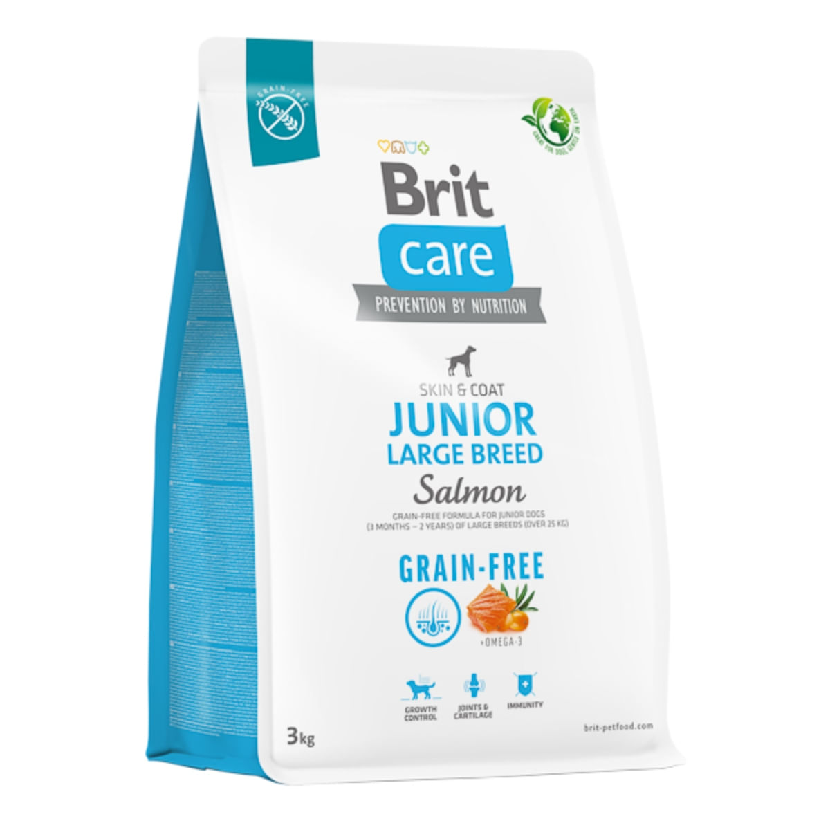 BRIT Care, L-XL, Somon, hrană uscată fără cereale câini junior, piele & blană BRIT Care Grain-Free Junior Large Breed, L-XL, Somon, hrană uscată fără cereale câini junior, piele & blană, 3kg - poza 2