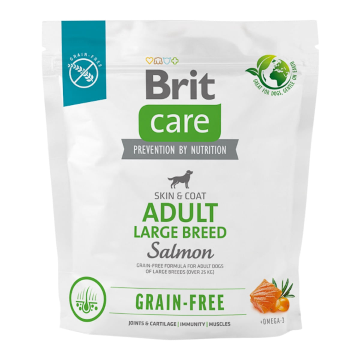 BRIT Care, L-XL, Somon, hrană uscată fără cereale câini, piele & blană BRIT Care Grain-Free Adult Large Breed, L-XL, Somon, hrană uscată fără cereale câini, piele & blană, 1kg - poza 1