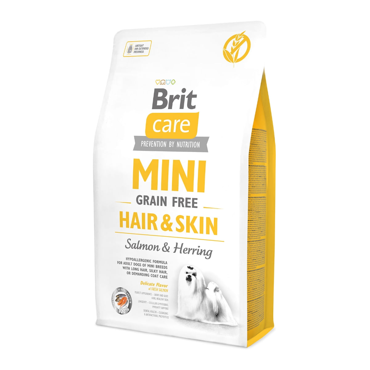 BRIT Care Mini Hair & Skin Adult, XS-S, Somon, hrană uscată fără cereale câini, piele și blană, 2kg - poza 2