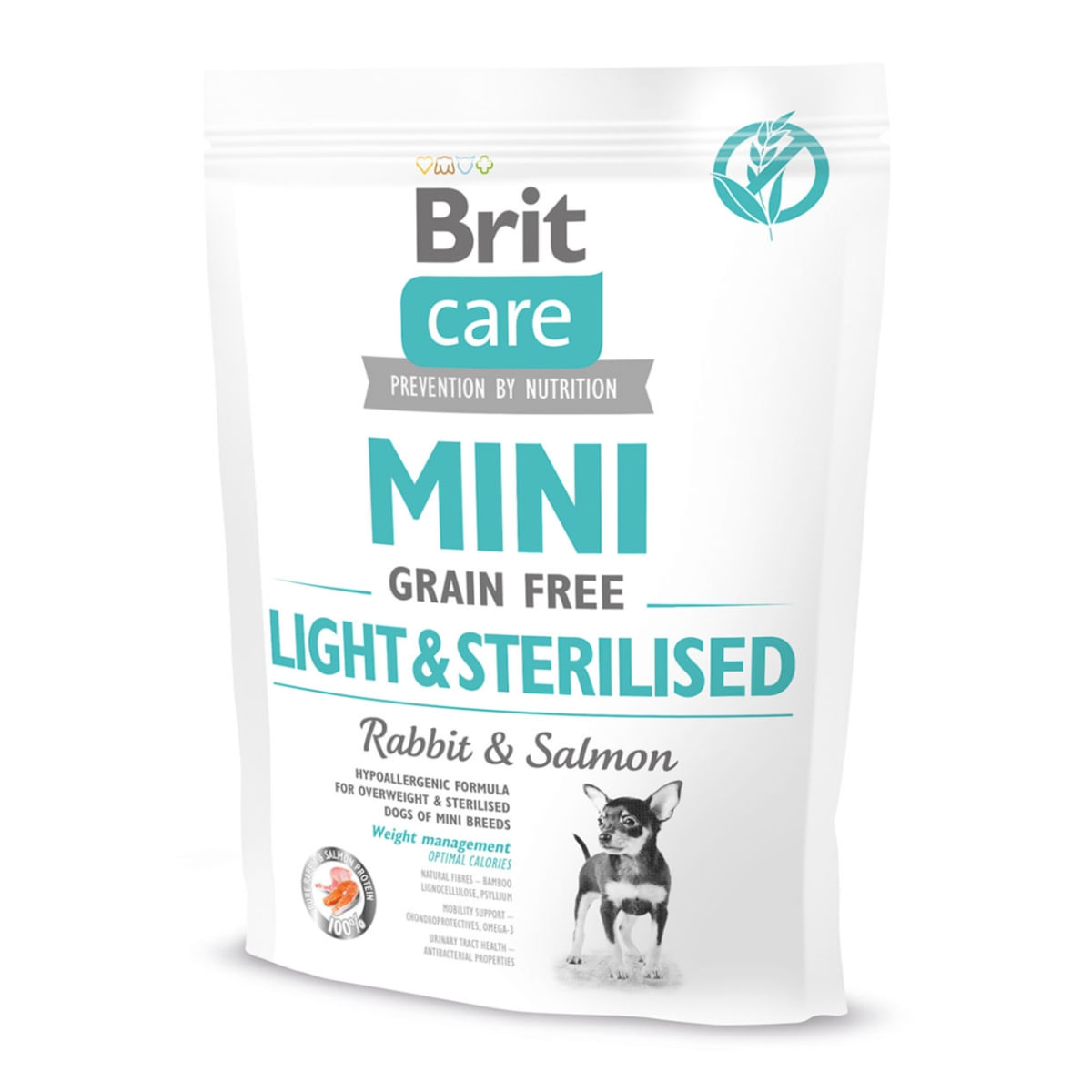BRIT Care Mini Light & Sterilised, XS-S, Iepure, hrană uscată fără cereale câini sterilizați, 400g - poza 1