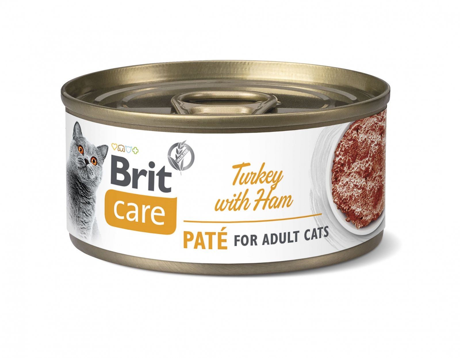 BRIT Care Pate, Curcan și Șuncă, conservă hrană umedă conținut redus cereale pisici, (pate), 70g - poza 1