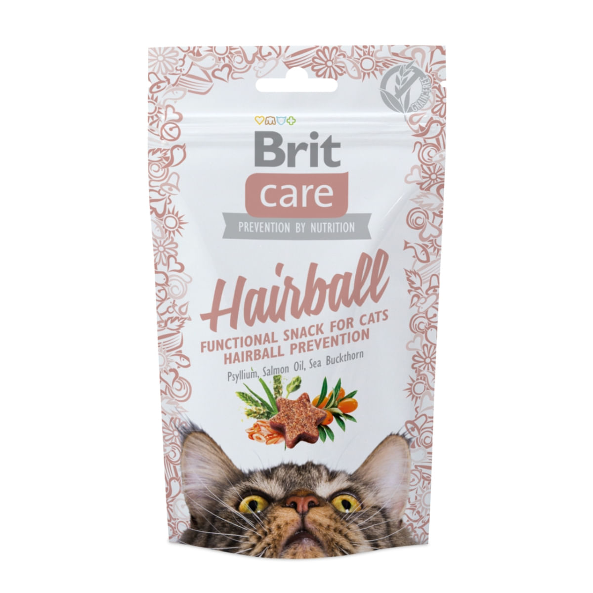 BRIT Care Snack Hairball, Rață, recompense funcționale fără cereale pisici, limitarea ghemurilor de blană, 50g - poza 2