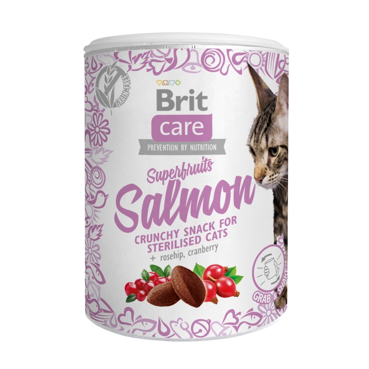BRIT Care Snack Superfruits, Somon și Măceșe, recompense fără cereale pisici sterilizate, 100g - poza 1