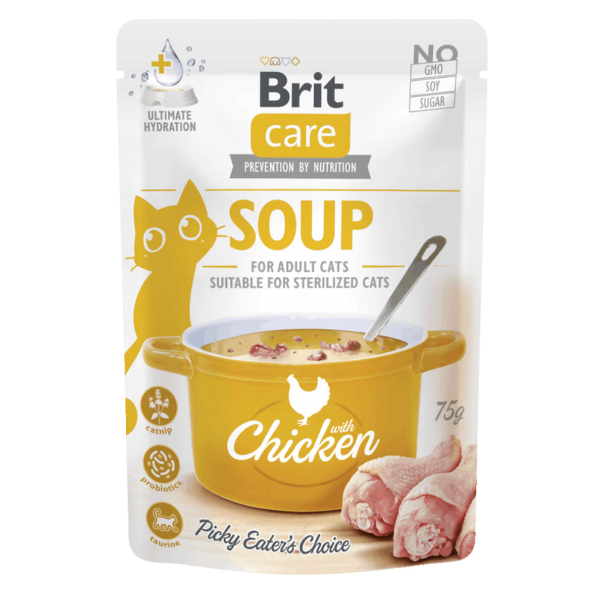 BRIT Care Soup, Pui, plic hrană umedă fără cereale pisici, apetit capricios, (topping), 75g - poza 2