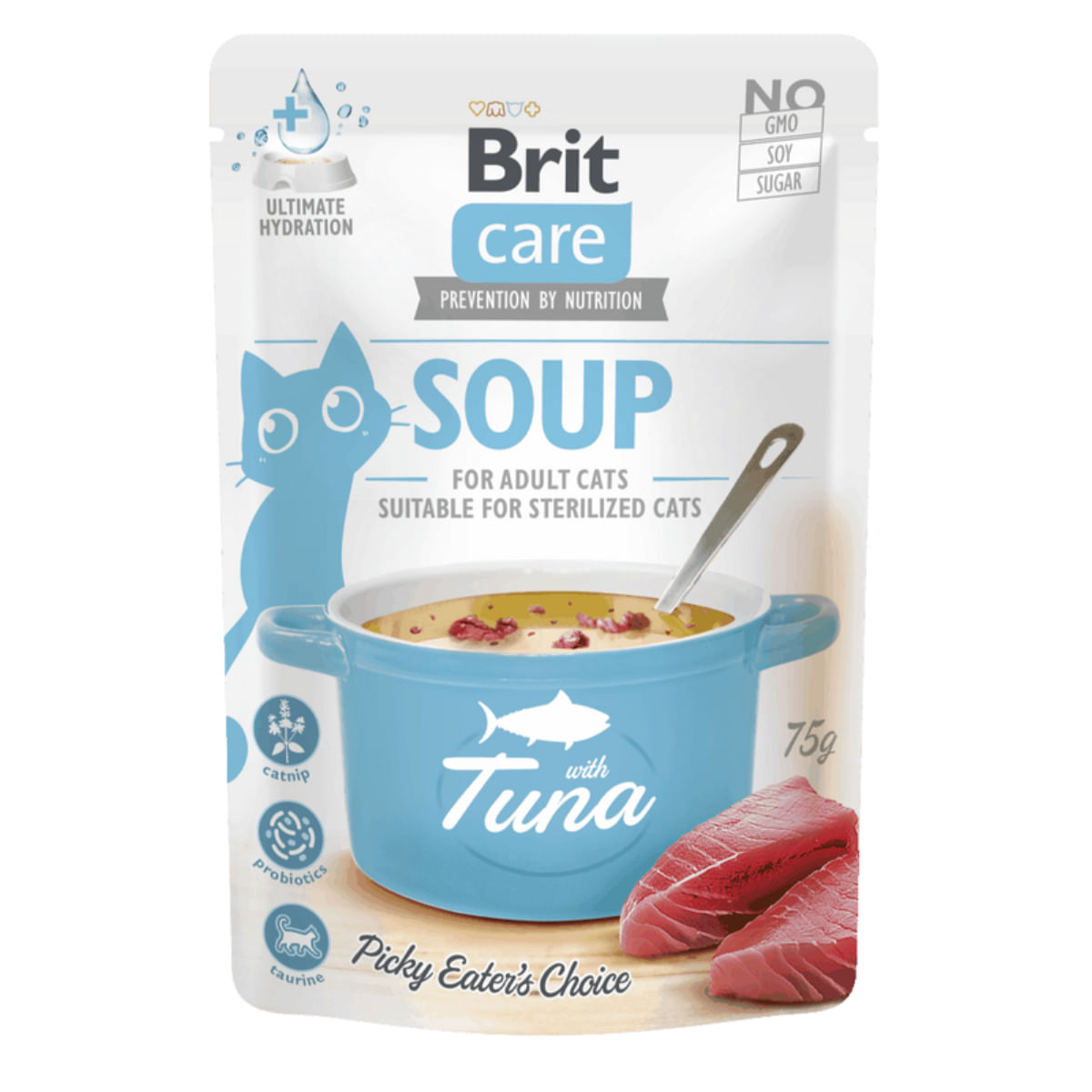 BRIT Care Soup, Ton, plic hrană umedă fără cereale pisici, apetit capricios, (topping), 75g - poza 2