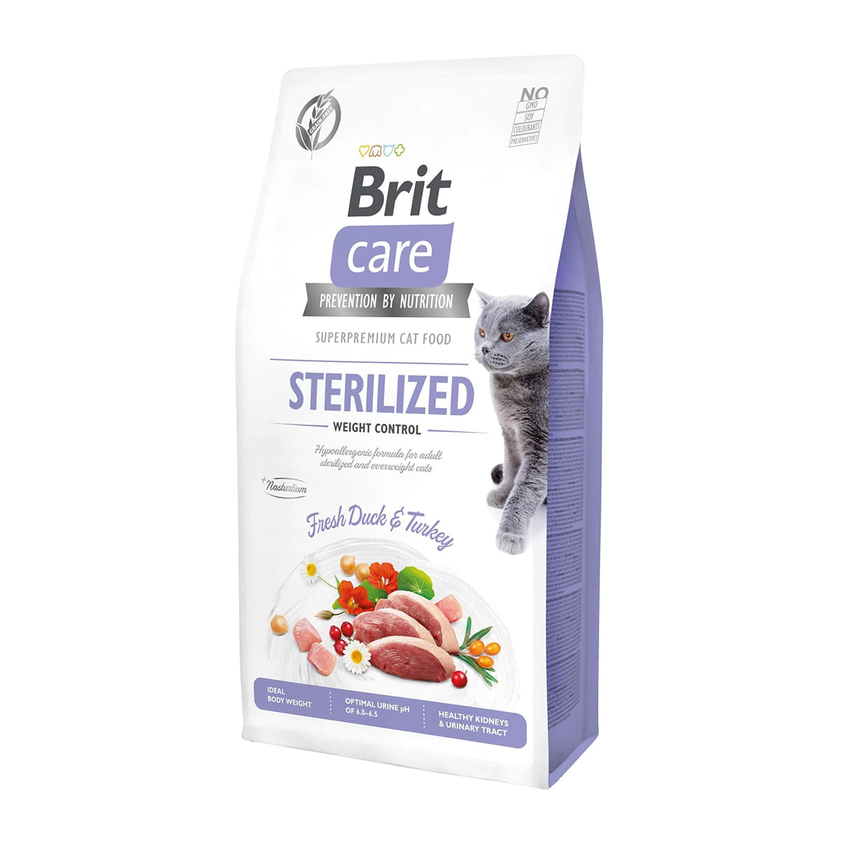 BRIT Care Sterilized Weight Control, Rață și Curcan, hrană uscată fără cereale pisici sterilizate, managementul greutății, 400g - poza 1