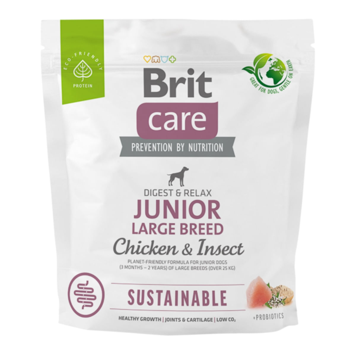 BRIT Care Sustainable, Digest & Relax, L-XL, Pui și Insecte, hrană uscată câini junior, sistem digestiv BRIT Care Sustainable Junior Large Breed, L-XL, Pui și Insecte, hrană uscată câini junior, sistem digestiv, 1kg - poza 1