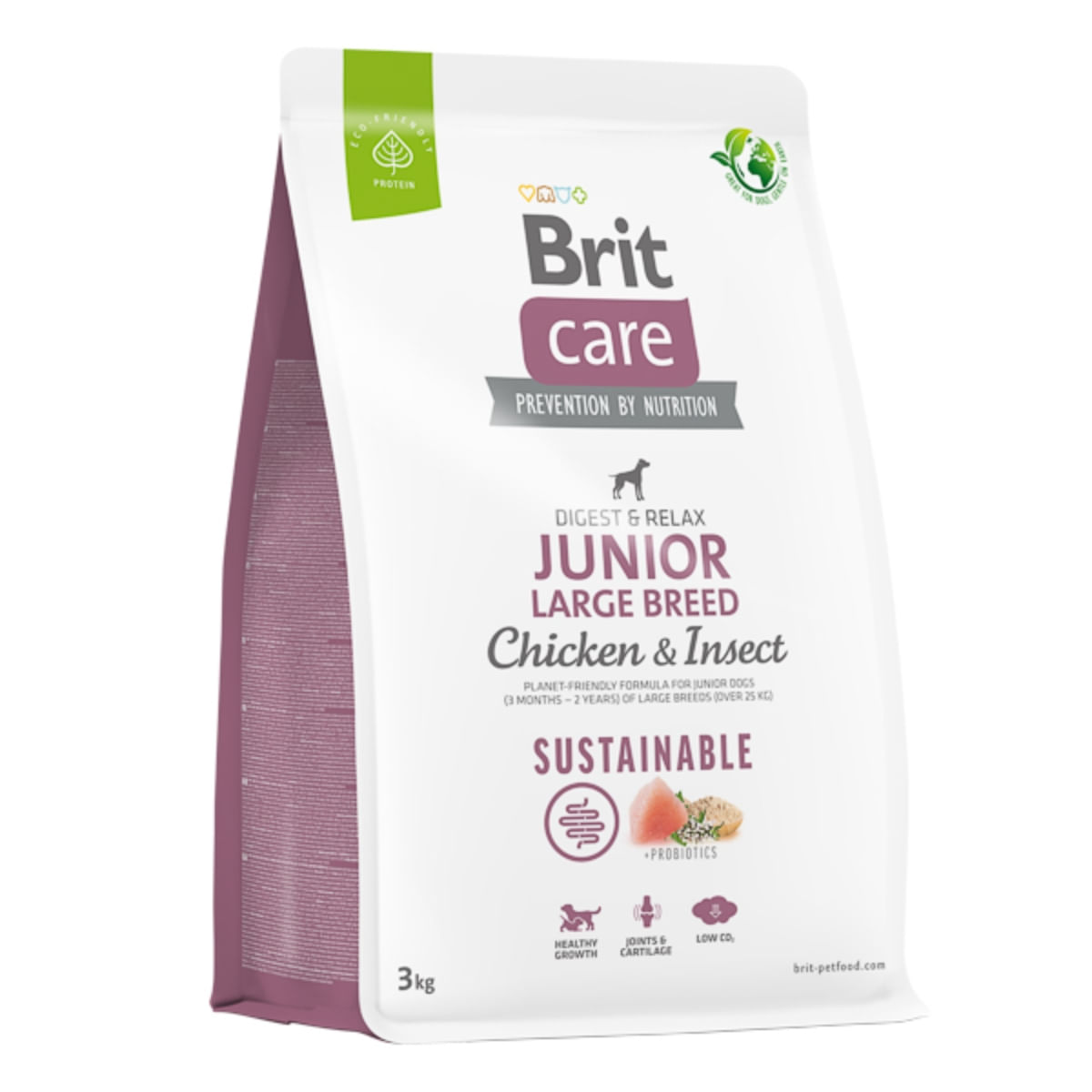 BRIT Care Sustainable, Digest & Relax, L-XL, Pui și Insecte, hrană uscată câini junior, sistem digestiv BRIT Care Sustainable Junior Large Breed, L-XL, Pui și Insecte, hrană uscată câini junior, sistem digestiv, 3kg - poza 1