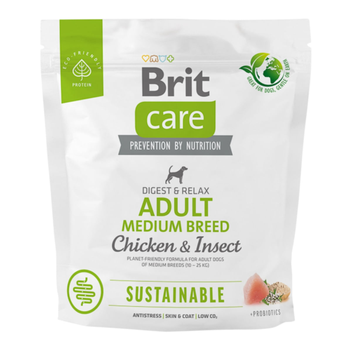 BRIT Care Sustainable, Digest & Relax, M, Pui și Insecte, hrană uscată câini, sistem digestiv BRIT Care Sustainable Adult Medium Breed, M, Pui și Insecte, hrană uscată câini, sistem digestiv, 1kg - poza 1