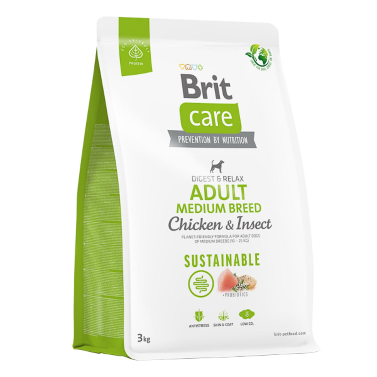 BRIT Care Sustainable, Digest & Relax, M, Pui și Insecte, hrană uscată câini, sistem digestiv BRIT Care Sustainable Adult Medium Breed, M, Pui și Insecte, hrană uscată câini, sistem digestiv, 3kg - poza 1