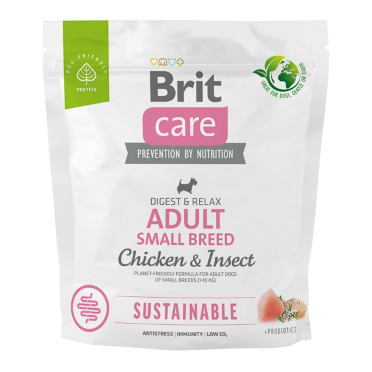 BRIT Care Sustainable, Digest & Relax, XS-S, Pui și Insecte, hrană uscată câini, sistem digestiv BRIT Care Sustainable Adult Small Breed, XS-S, Pui și Insecte, hrană uscată câini, sistem digestiv, 1kg - poza 2