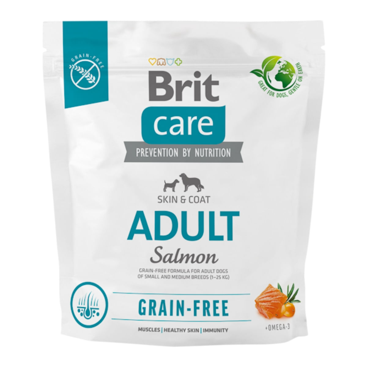 BRIT Care, XS-M, Somon, hrană uscată fără cereale câini, piele & blană BRIT Care Grain-Free Adult, XS-M, Somon, hrană uscată fără cereale câini, piele & blană, 1kg - poza 2