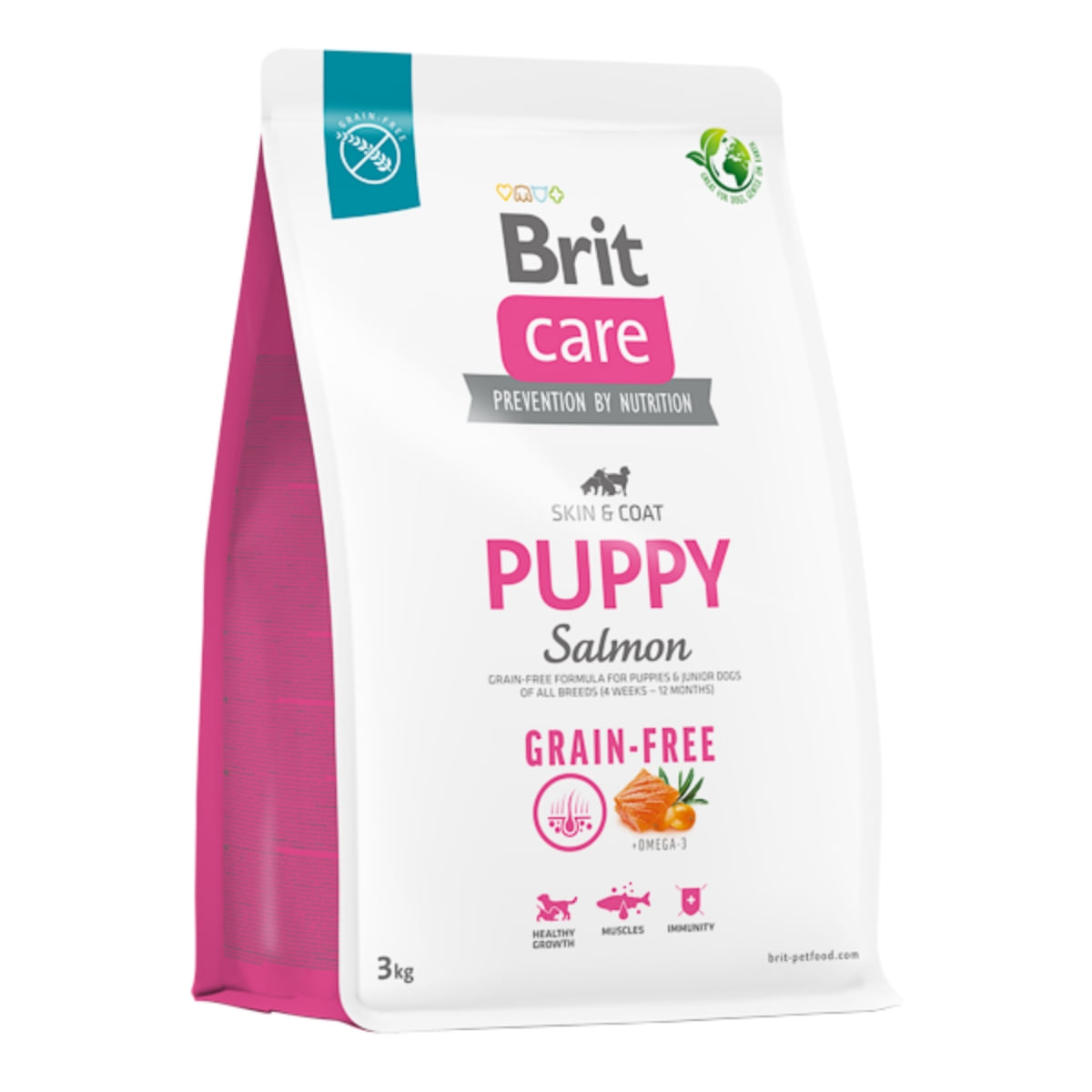 BRIT Care, XS-XL, Somon, hrană uscată fără cereale câini junior, piele & blană BRIT Care Grain-Free Puppy, XS-XL, Somon, hrană uscată fără cereale câini junior, piele & blană, 3kg - poza 2