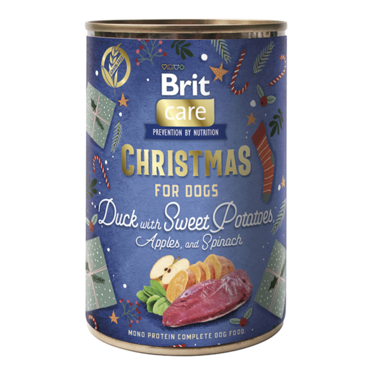 BRIT Christmas Monoprotein, XS-XL, Rață și Cartof Dulce, conservă hrană umedă monoproteică fără cereale câini, (pate), 400g - poza 2