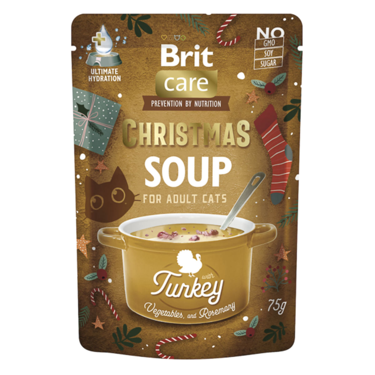 BRIT Christmas Soup, Curcan, plic hrană umedă fără cereale pisici, (topping), 75g - poza 1