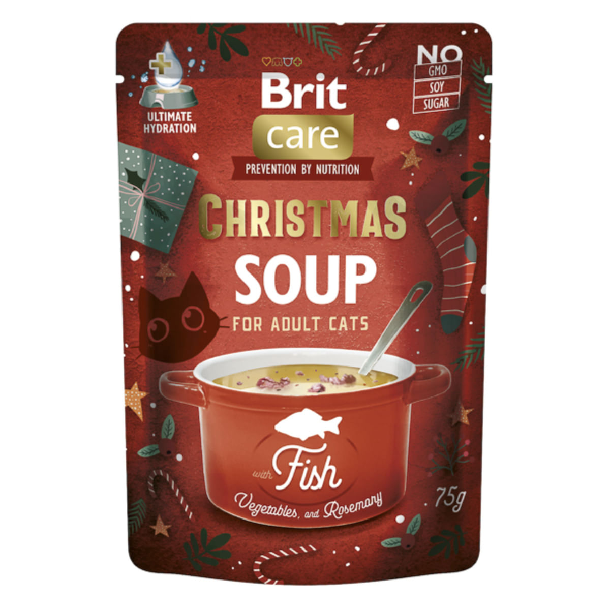 BRIT Christmas Soup, Pește, plic hrană umedă fără cereale pisici, (topping), 75g - poza 2