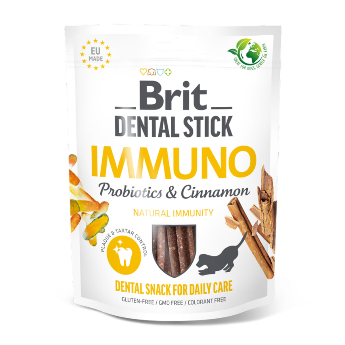 BRIT Dental Stick Immuno Scorțișoară&Probiotice, XS-XL, punguță recompense funcționale câini, imunitate, 120g - poza 2