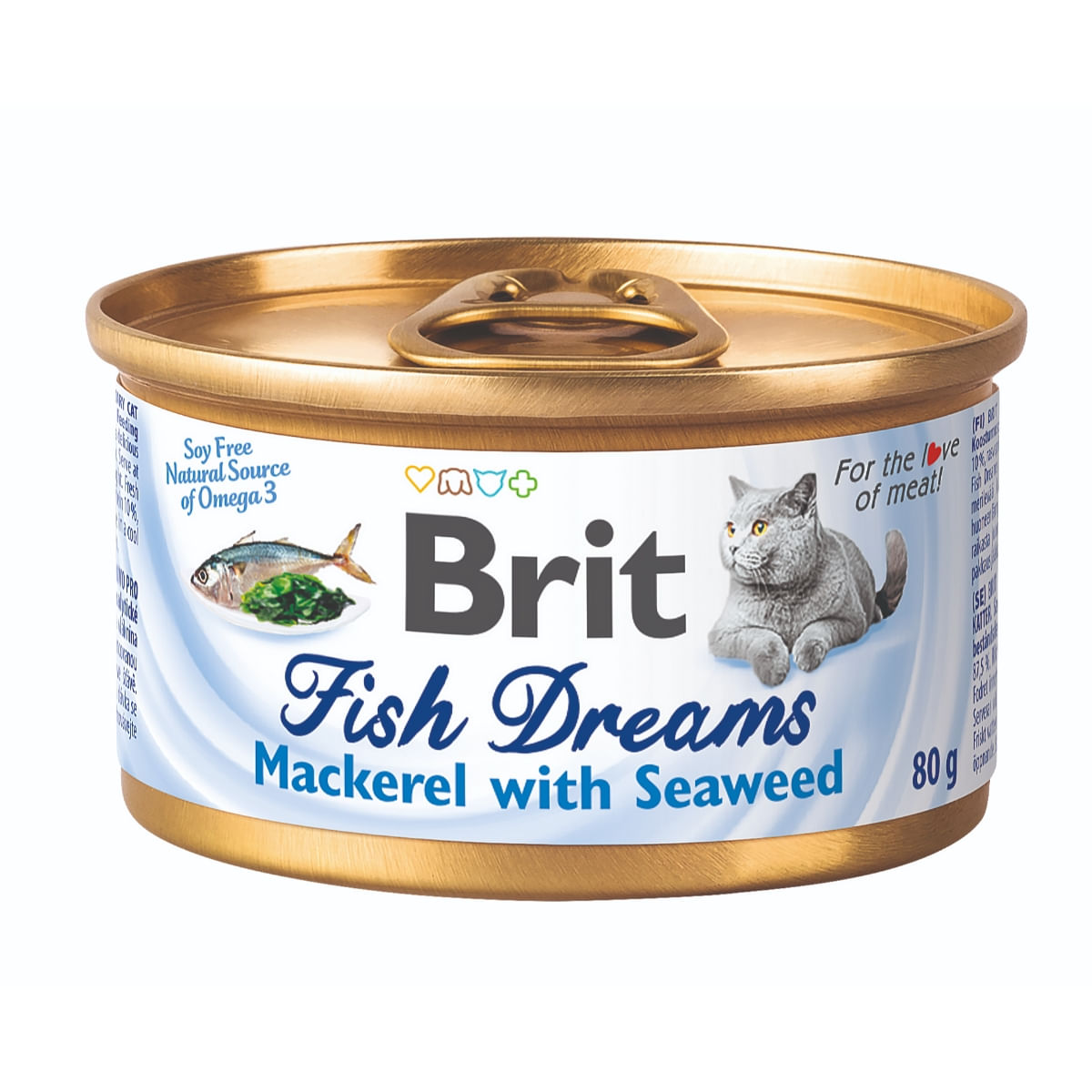 BRIT Fish Dreams, Macrou cu Alge, conservă hrană umedă pisici, (în suc propriu), 80g - poza 1