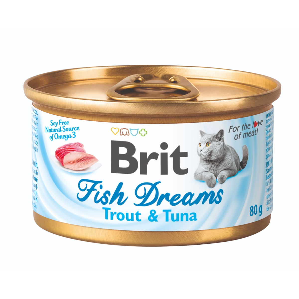 BRIT Fish Dreams, Păstrăv și Ton, conservă hrană umedă pisici, (în suc propriu), 80g - poza 1
