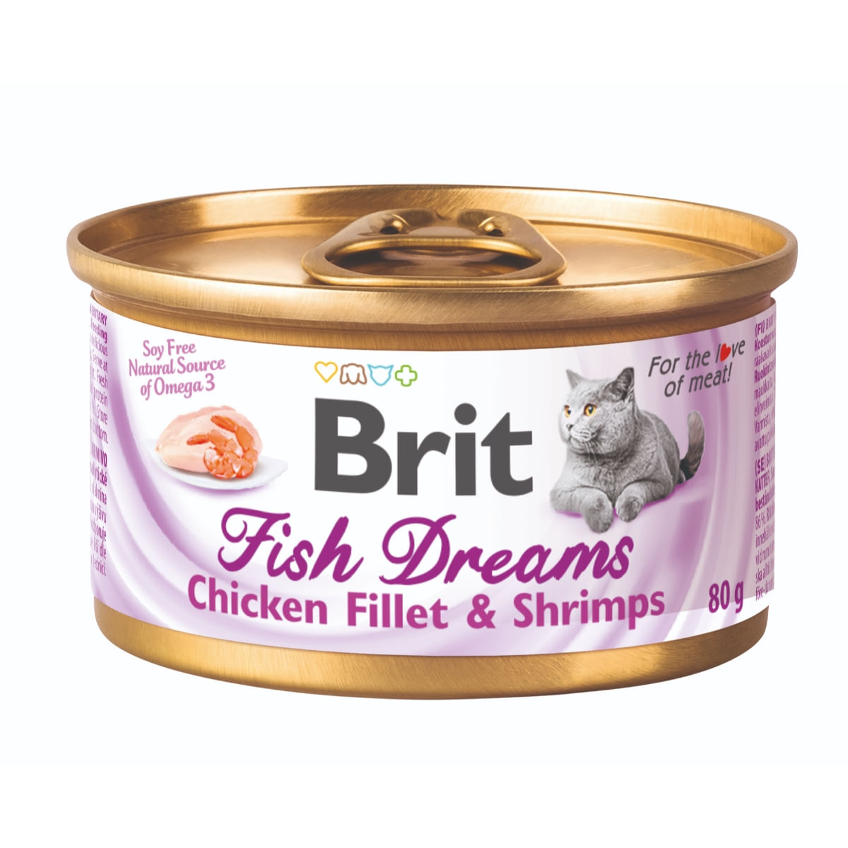 BRIT Fish Dreams, Pui și Creveți, conservă hrană umedă pisici, (în suc propriu), 80g - poza 1