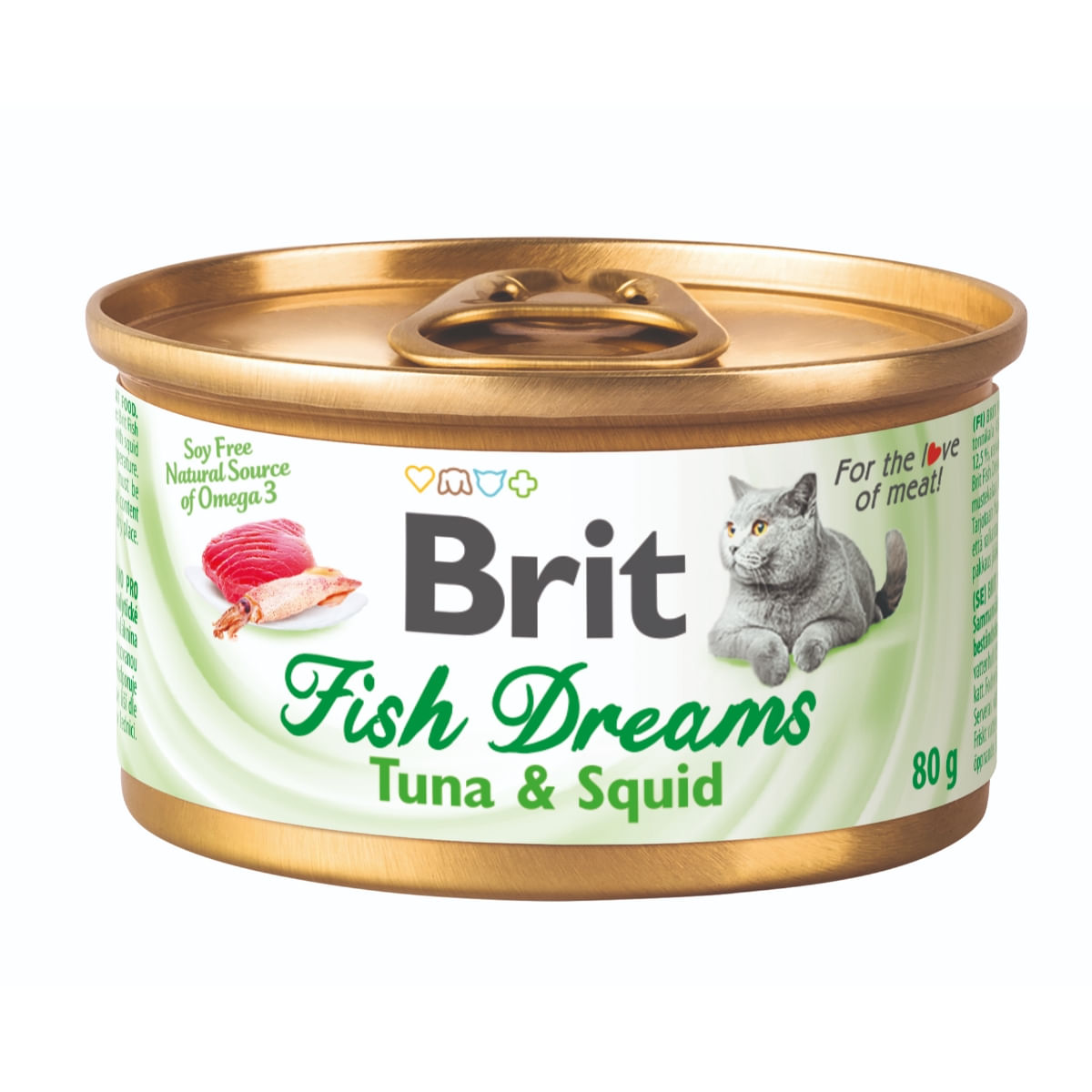 BRIT Fish Dreams, Ton și Calamar, conservă hrană umedă pisici, (în suc propriu), 80g - poza 1