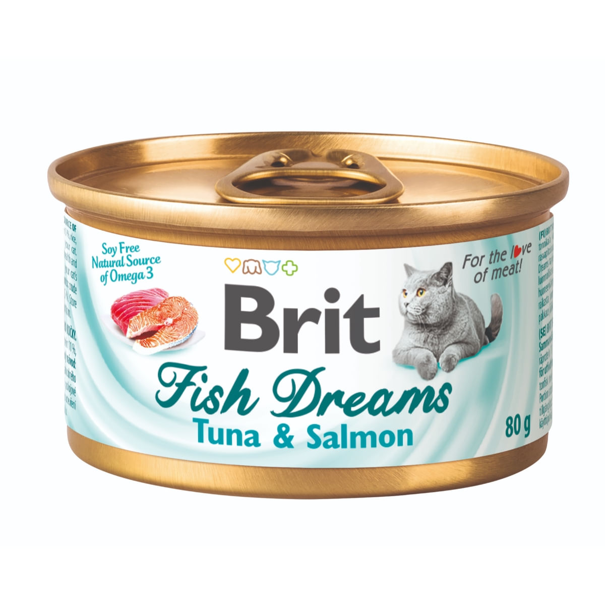 BRIT Fish Dreams, Ton și Somon, conservă hrană umedă pisici, (în suc propriu), 80g - poza 2