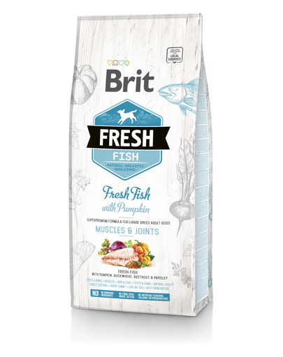 BRIT Fresh Adult Large Muscles&Joints 12 kg hrana uscata caini adulti talie mare, peste si dovleac