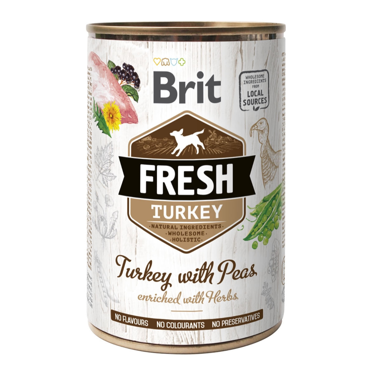 BRIT Fresh, Curcan cu Mazăre, conservă hrană umedă conținut redus cereale câini, (în aspic), 400g - poza 1