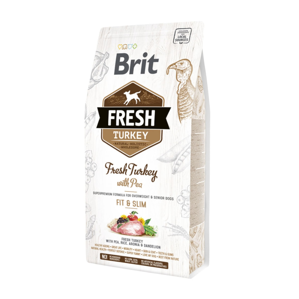 BRIT Fresh Fit & Slim Adult S-XL, Curcan cu Mazăre, hrană uscată conținut redus cereale câini, managemetul greutății, 2.5kg - poza 1