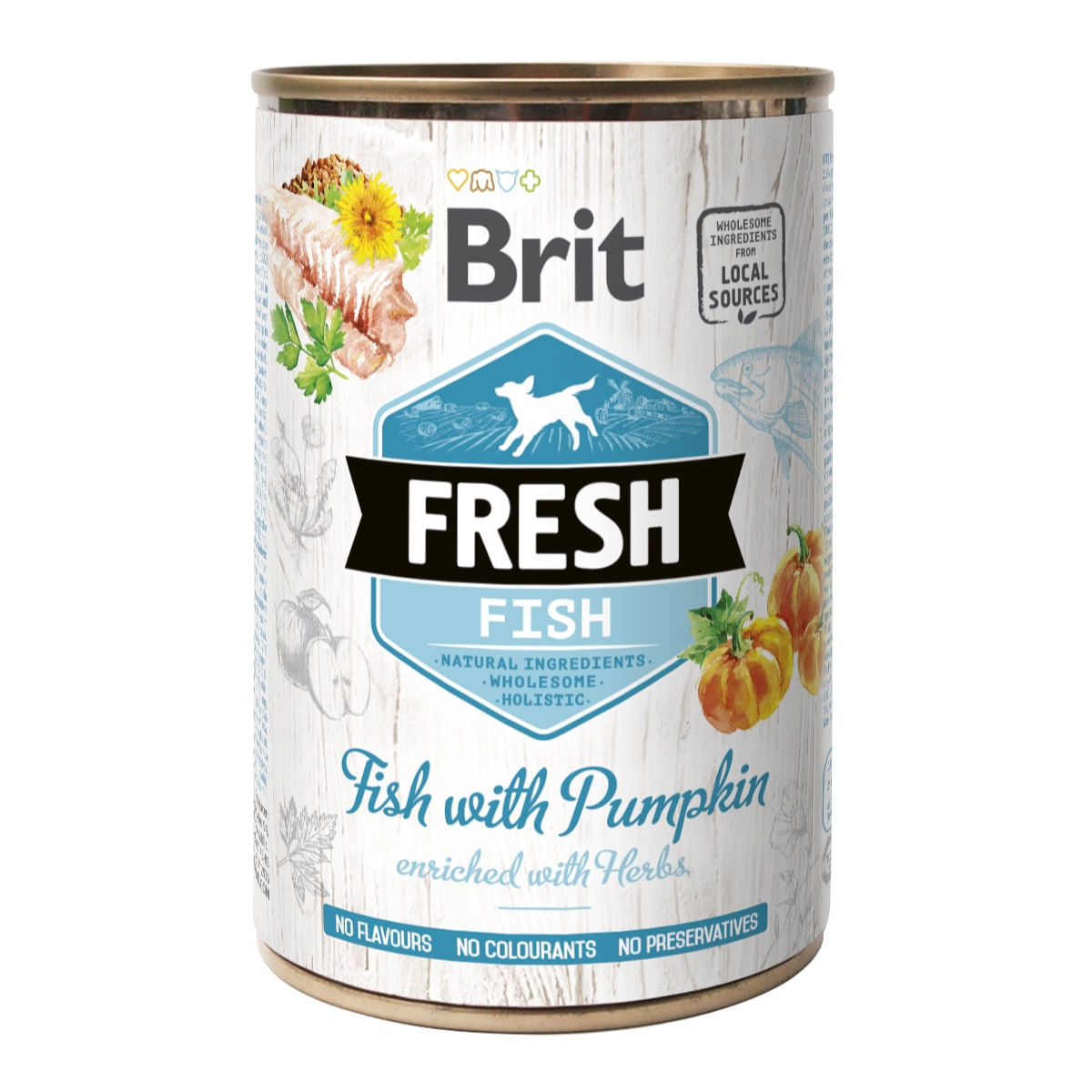 BRIT Fresh, Pește cu Dovleac, conservă hrană umedă conținut redus cereale câini, (în aspic), 400g - poza 1