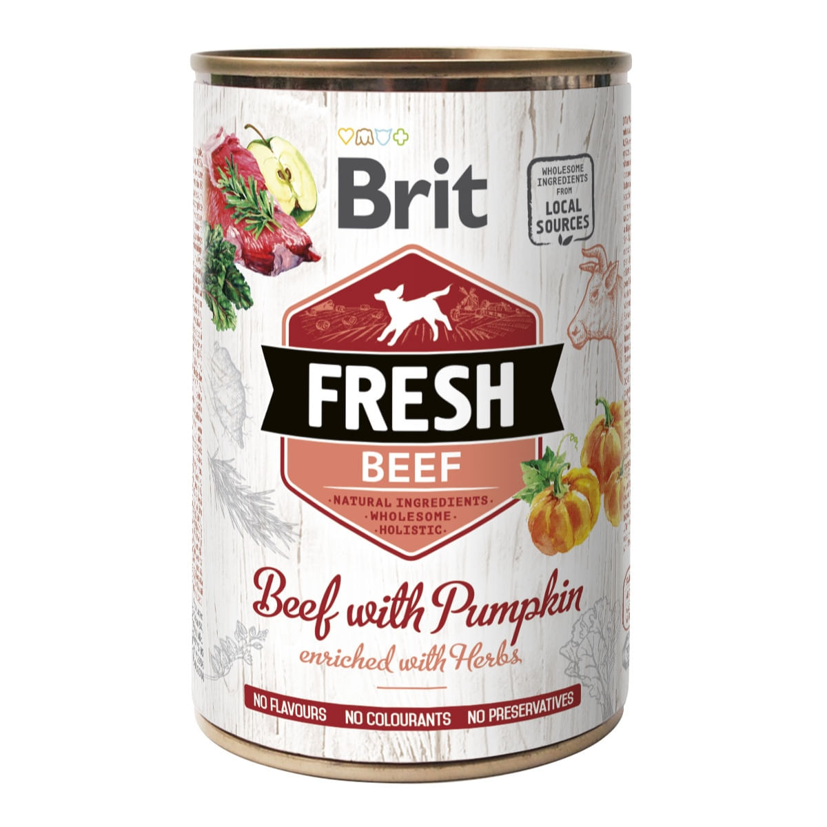 BRIT Fresh, Vită cu Dovleac, conservă hrană umedă fără cereale câini, (în aspic), 400g - poza 2