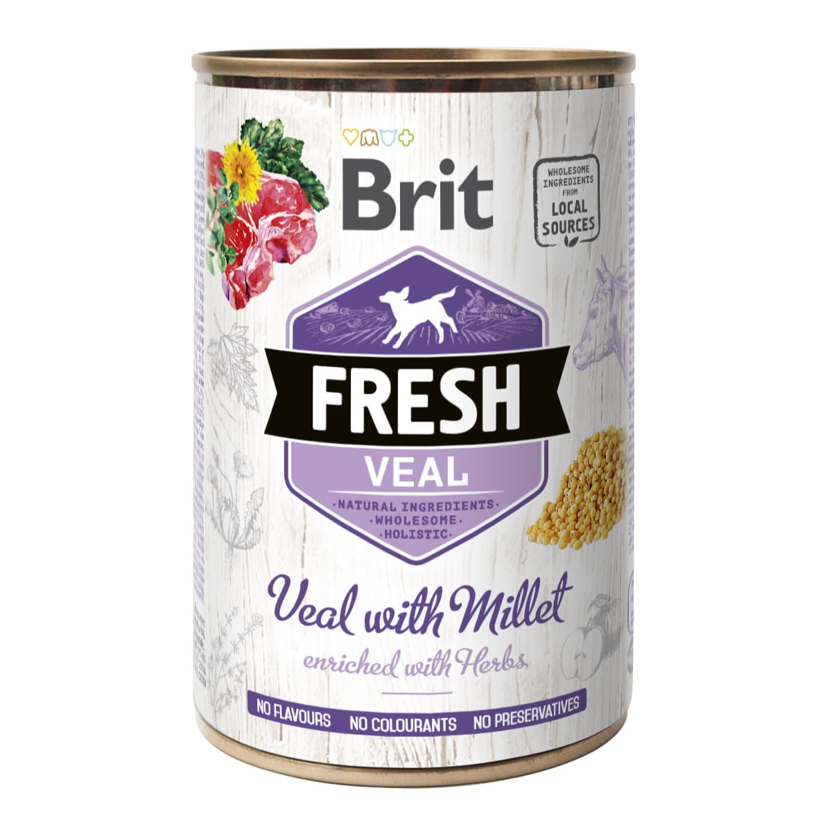 BRIT Fresh, Vițel cu Mei, conservă hrană umedă fără cereale câini, (în aspic), 400g - poza 2