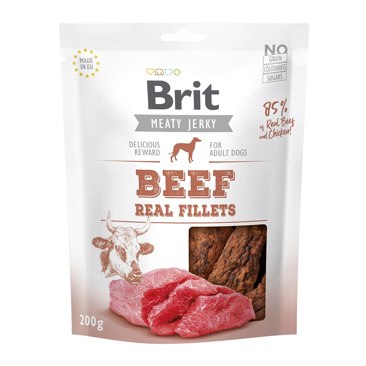 BRIT Jerky Beef Fillets, recompense câini, File deshidratat Vită, 200g - poza 2