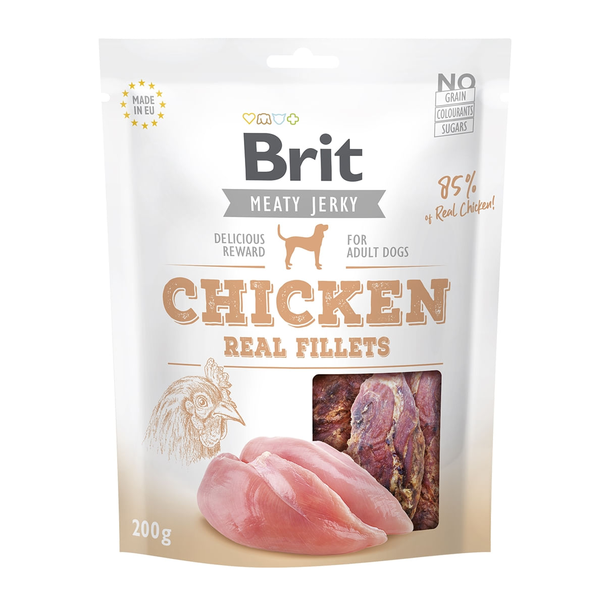 BRIT Jerky Chicken Fillets, recompense câini, File deshidratat Pui, 200g - poza 1