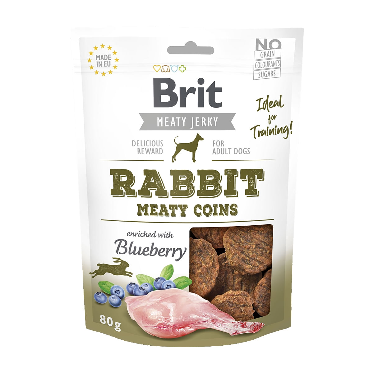 BRIT Jerky Rabbit Meaty Coins, recompense câini, Rondele carne Iepure, 80g - poza 2