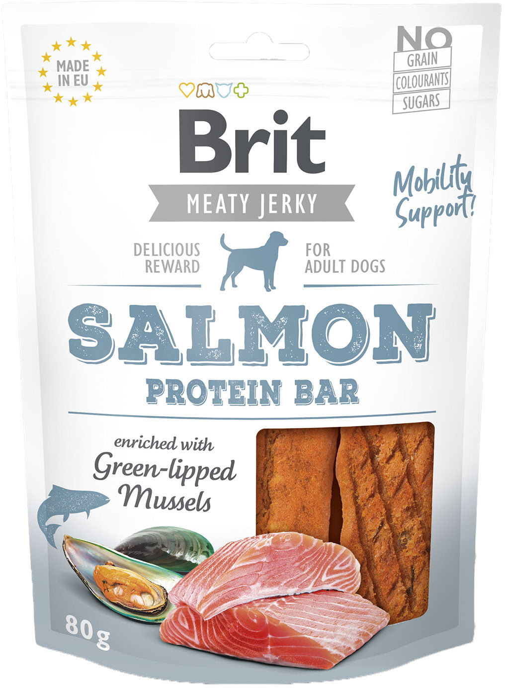 BRIT Jerky Recompensă pentru câini, Baton proteic, cu Somon 80g