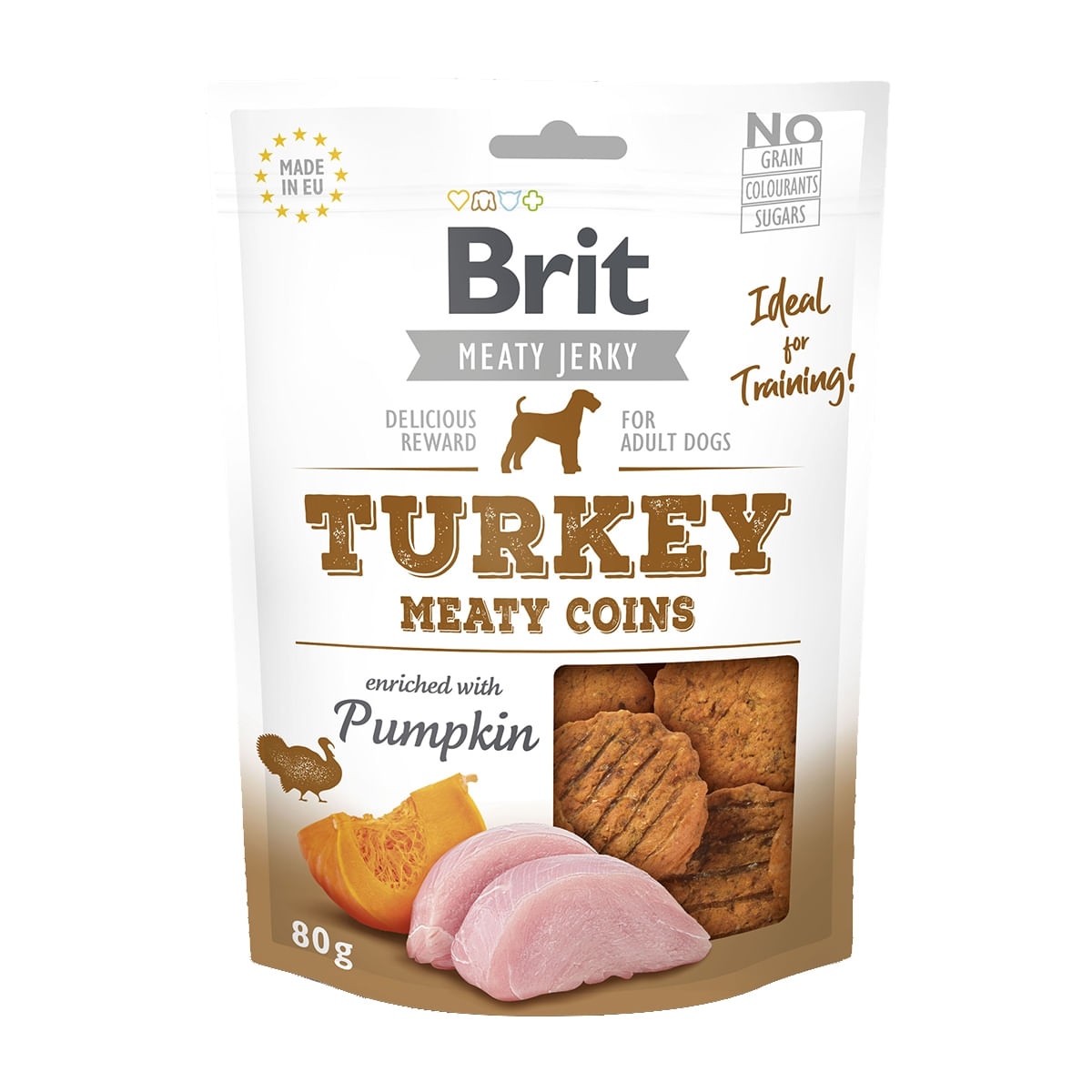 BRIT Jerky Turkey Meaty Coins, recompense câini, Rondele carne Curcan, 80g - poza 2