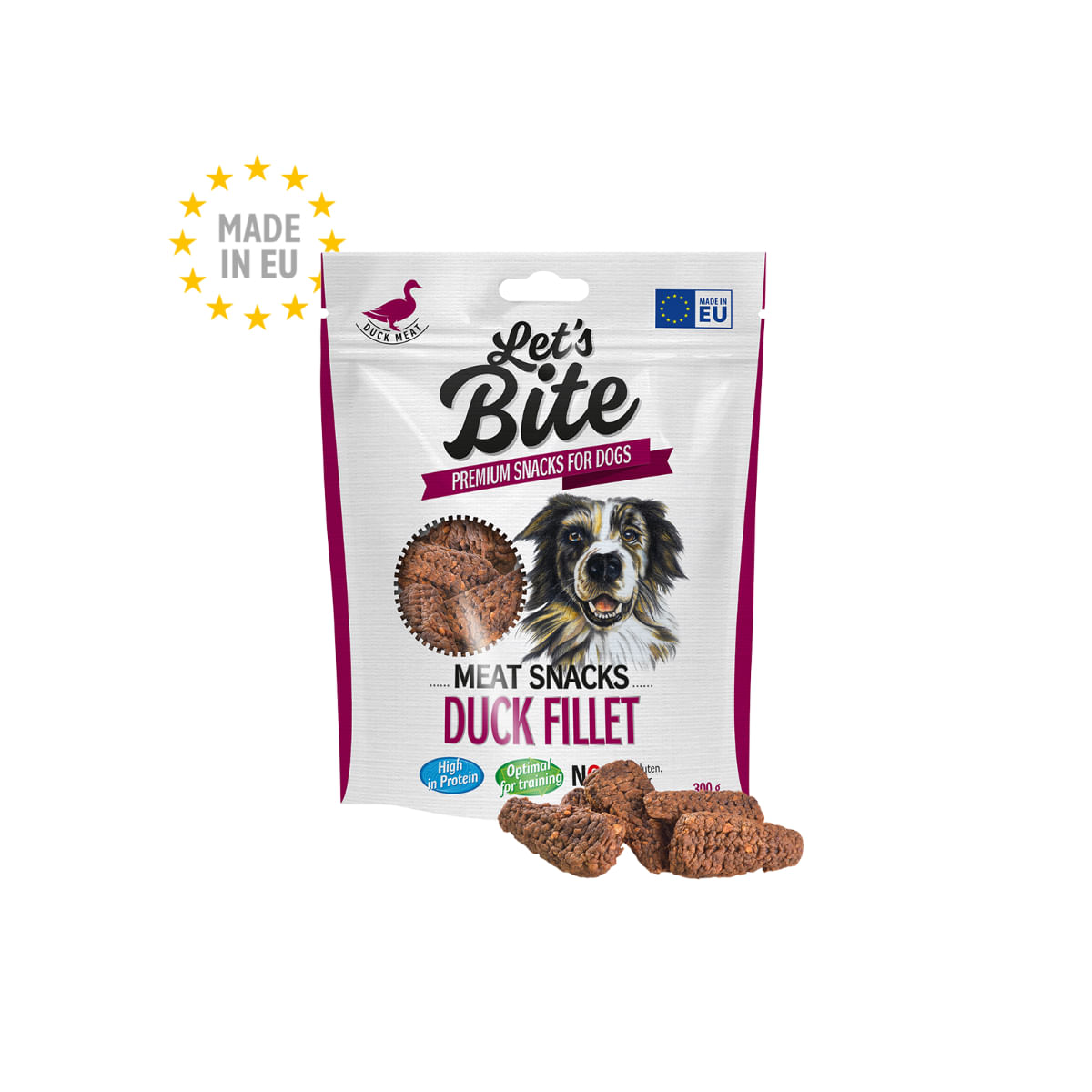 BRIT Let's Bite Meat Snacks Duck Fillet, XS-XL, Rață, punguță, resigilabil recompense fără cereale câini BRIT Let's Bite Meat Snacks Duck Fillet, XS-XL, Rață, punguță recompense fără cereale câini, 80g - poza 1