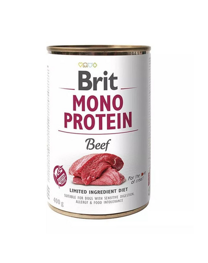 BRIT Mono Protein Beef 12x400 g cu vita, hrana monoproteica pentru caini