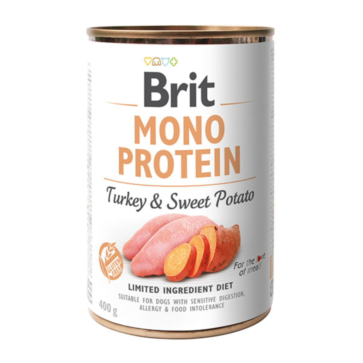 BRIT Mono Protein, Curcan cu Cartof dulce, conservă hrană umedă monoproteică fără cereale câini, (pate), 400g - poza 2