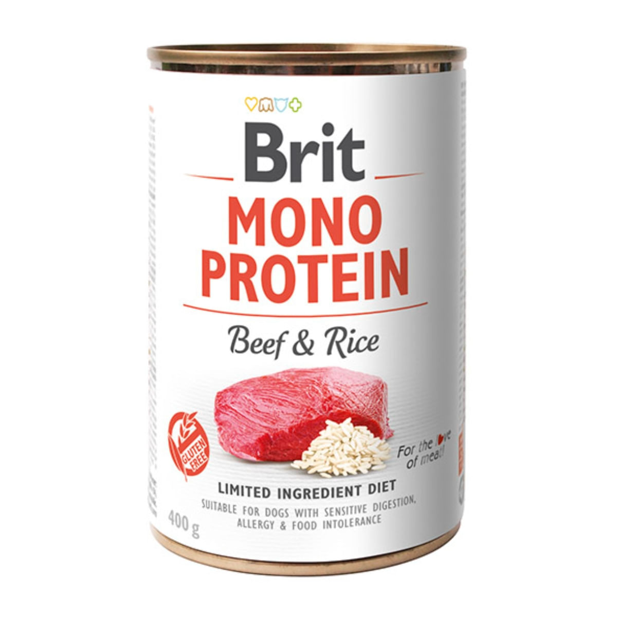 BRIT Mono Protein, Vită cu Orez brun, conservă hrană umedă monoproteică conținut redus cereale câini, (pate), 400g - poza 2