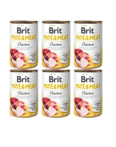 BRIT Pate&Meat chicken 6x400 g pate cu pui, hrana caine